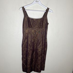 Isabel Ardee Y2k Brown Metallic Snake Print Mini Dress Cocktail Size 2